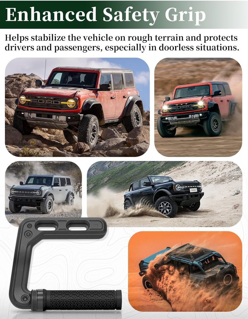 JROAD Bronco Aluminum Grab Handles Roll Bar Non-Slip Grip HandlesCompatible with Ford Bronco 2021-2025 Front or Rear Seat 4 Door Soft/Hard Top,Bronco Raptor Interior Accessories （4PCS/Black） - Image 5